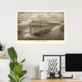 ニューヨークNYパノラママップ – 1851 ポスター (ホームオフィス)