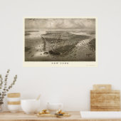 ニューヨークNYパノラママップ – 1851 ポスター (キッチン)