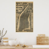 ニューヨークNYパノラママップ – 1879 ポスター (キッチン)