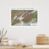 ニューヨークNYパノラママップ – 1907 ポスター (キッチン)