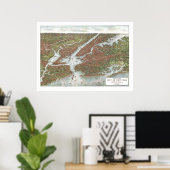 ニューヨークNYパノラママップ – 1907 ポスター (ホームオフィス)