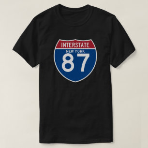 ニューヨークNY I-87の州間幹線道路の盾- Tシャツ