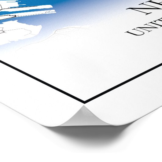 ニューヨークNY USA統一された州旅行市地図 ポスター (角)