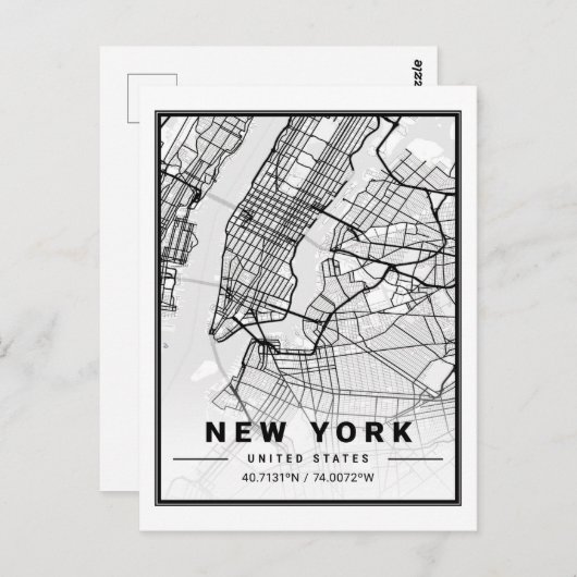 ニューヨークNY USA統一された州旅行市地図 ポストカード (正面/裏面)