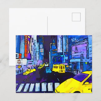ニューヨークNYCオリジナルアートタイムズスクエアハガキ ポストカード