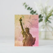 ニューヨークNYCシティのカラーヴィンテージ像リベルテ ポストカード (スタンド正面)
