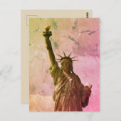 ニューヨークNYCシティのカラーヴィンテージ像リベルテ ポストカード (正面/裏面)