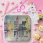 ニューヨークNYCスカイラインシティスケープオリジナルのアートワーク ペーパープレート (パーティー)