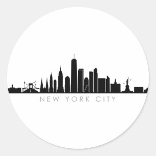ニューヨークNYCマンハッテンUSAシティスカイラインシルエット ラウンドシール