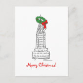 ニューヨークNYCメリークリスマス超高層ビルリース シーズンポストカード (正面)