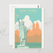 ニューヨークNYCレディーリバティーヴィンテージ旅行はがき ポストカード (正面/裏面)