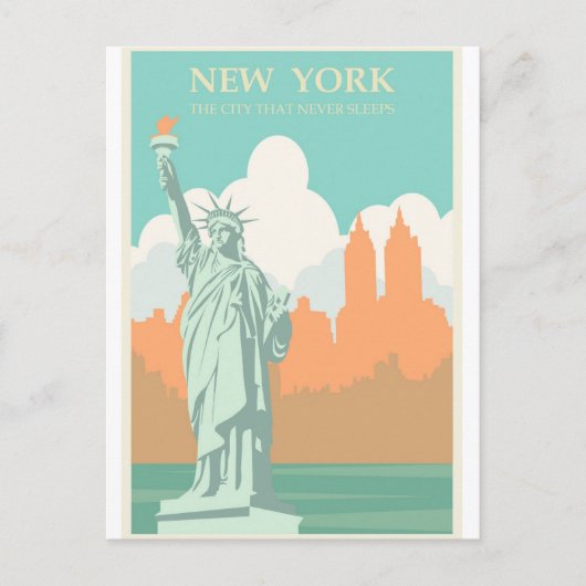 ニューヨークNYCレディーリバティーヴィンテージ旅行はがき ポストカード (正面)