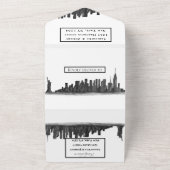 ニューヨークRSVP水彩画モダン色結婚黒 オールインワン招待状 (外側)