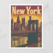 ニューヨークUSAアートヴィンテージトラベルイラストレーション ポストカード (正面)