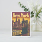 ニューヨークUSAアートヴィンテージトラベルイラストレーション ポストカード (スタンド正面)