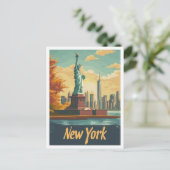 ニューヨークUSAアートヴィンテージトラベルイラストレーション ポストカード (スタンド正面)