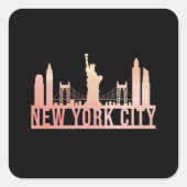 ニューヨークUSAシティスケープおもしろいラインギフト スクエアシール (正面)