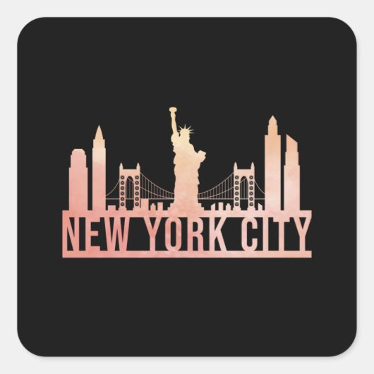 ニューヨークUSAシティスケープおもしろいラインギフト スクエアシール (正面)