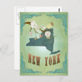 ニューヨーモダンクヴィンテージ州の地図 – 緑 ポストカード (正面/裏面)