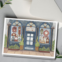 ニューヨール ヴィンテージ 時計屋 水彩画