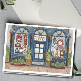 ニューヨール ヴィンテージ 時計屋 水彩画 カード