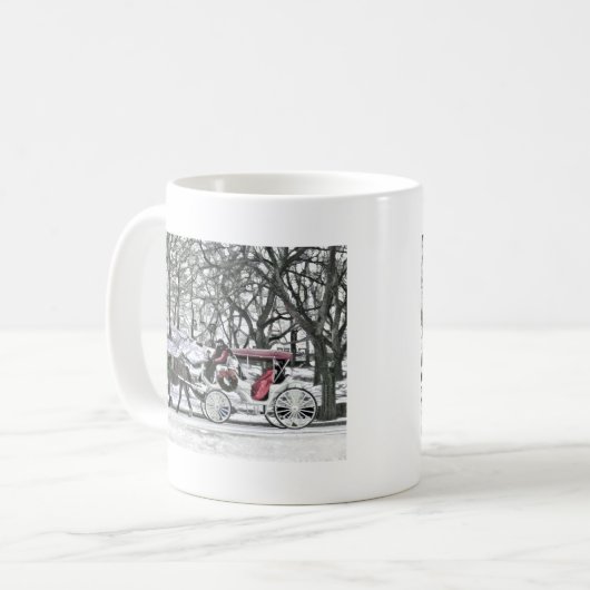 ニューヨー描ク市の馬車 コーヒーマグカップ (正面左)