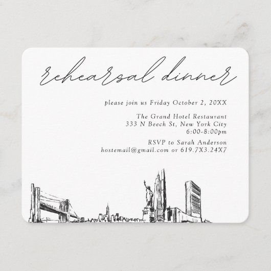 ニューヨー結婚ク市のリハエレガントーサルディナー エンクロージャーカード (正面)