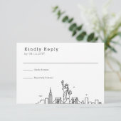 ニューヨー結婚ク |スタイル化されたスカイラインRSVP 出欠カード (スタンド正面)