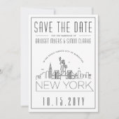 ニューヨー結婚ク |スタイル設定されたスカイライン日付を保存 招待状 (正面)