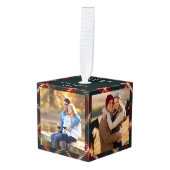 ニューライウィズカントリータータンチェックPlaid 4 Photo キューブオーナメント (正面アングル)