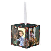 ニューライウィズカントリータータンチェックPlaid 4 Photo キューブオーナメント (裏面アングル)