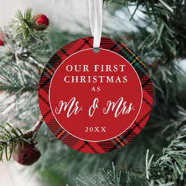 ニューライウィズ初めてのクリスマスタータンチェックホリデーフォト オーナメント