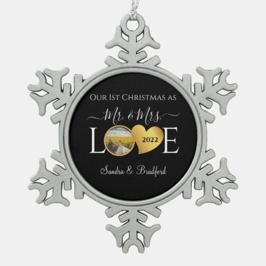 ニューライウェーズ夫人のクリスマスの第1回のクリスマス スノーフレークピューターオーナメント (正面)