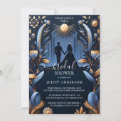 ニューラグジュアリー明るい赤紫色王室のクラウンブルーブライダルシャワー 招待状 (正面)