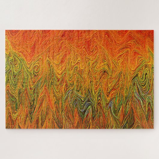 「ニューラルファイアストーム」抽象芸術イエローオレンジ ジグソーパズル (横)