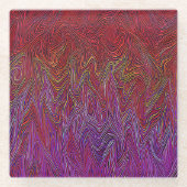 「ニューラルファイアストーム」抽象芸術」赤紫 ガラスコースター (正面)