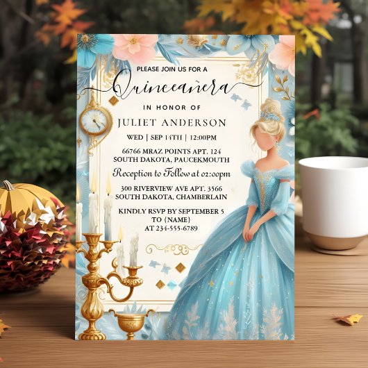 ニューランプアイボリーアイススカイ金ゴールドライトブルーキンセアニェラ 招待状