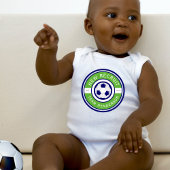 「ニューリクルート」カスタムファミリー名グリーンサッカーロゴ ベビーボディスーツ