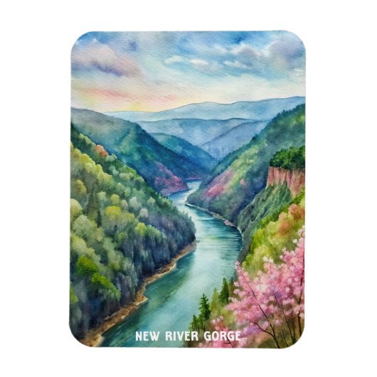 ニューリバーゲナショナルパークウォーターカラー絵画ズ マグネット (縦)