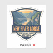 ニューリバーゴージェナショナルパークイラストレーションレトロ シール (シート)