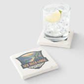 ニューリバーゴージェナショナルパークイラストレーションレトロ ストーンコースター (横)