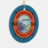 ニューリバーゴージェナショナルパークレトロコンパスエンブレム セラミックオーナメント (右)