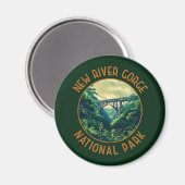 ニューリバーゴージェナショナルパークレトロ 動揺して マグネット (正面/裏面)