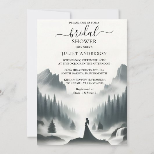 ニューリバーレインクラウドスモークマウンテンブライダルシャワー 招待状 (正面)