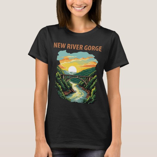 ニューリバー・ゴージ橋 グリーントラベル Tシャツ (正面)