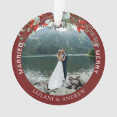 ニューリークリスマスフォトウォーターカラーホリー・バーガンディ オーナメント (正面)