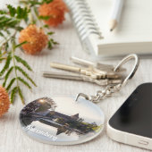 ニュールンベルクの古い中世の橋の上に日没 キーホルダー (正面右)