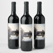 ニュールンベルクの古い中世の橋の上に日没 ワインラベル (ボトル)