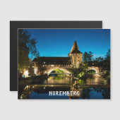 ニュールンベルクの夜の古い中世の橋 (正面/裏面)