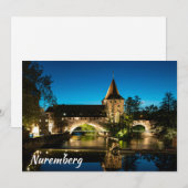 ニュールンベルクの夜の古い中世の橋 (正面/裏面)